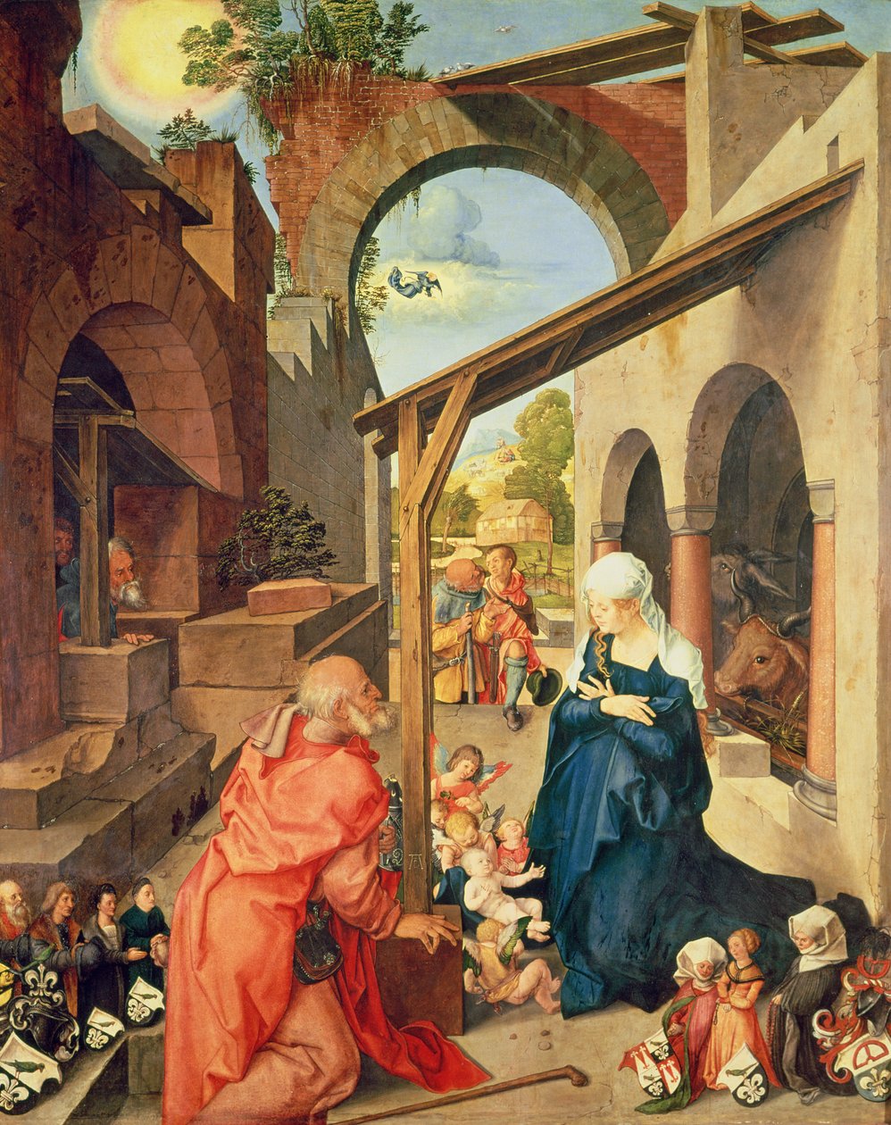 Retábulo de Paumgartner (painel central), c.1500 (têmpera no painel) (ver também 495745) de Albrecht Dürer