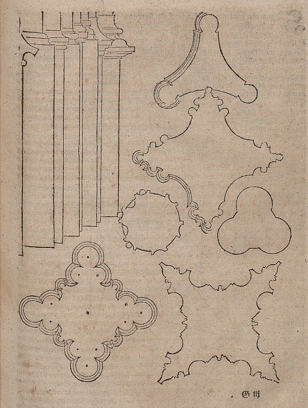 Plinto de pilar e plantas de assoalho Pilares de feixe gótico de Albrecht Dürer