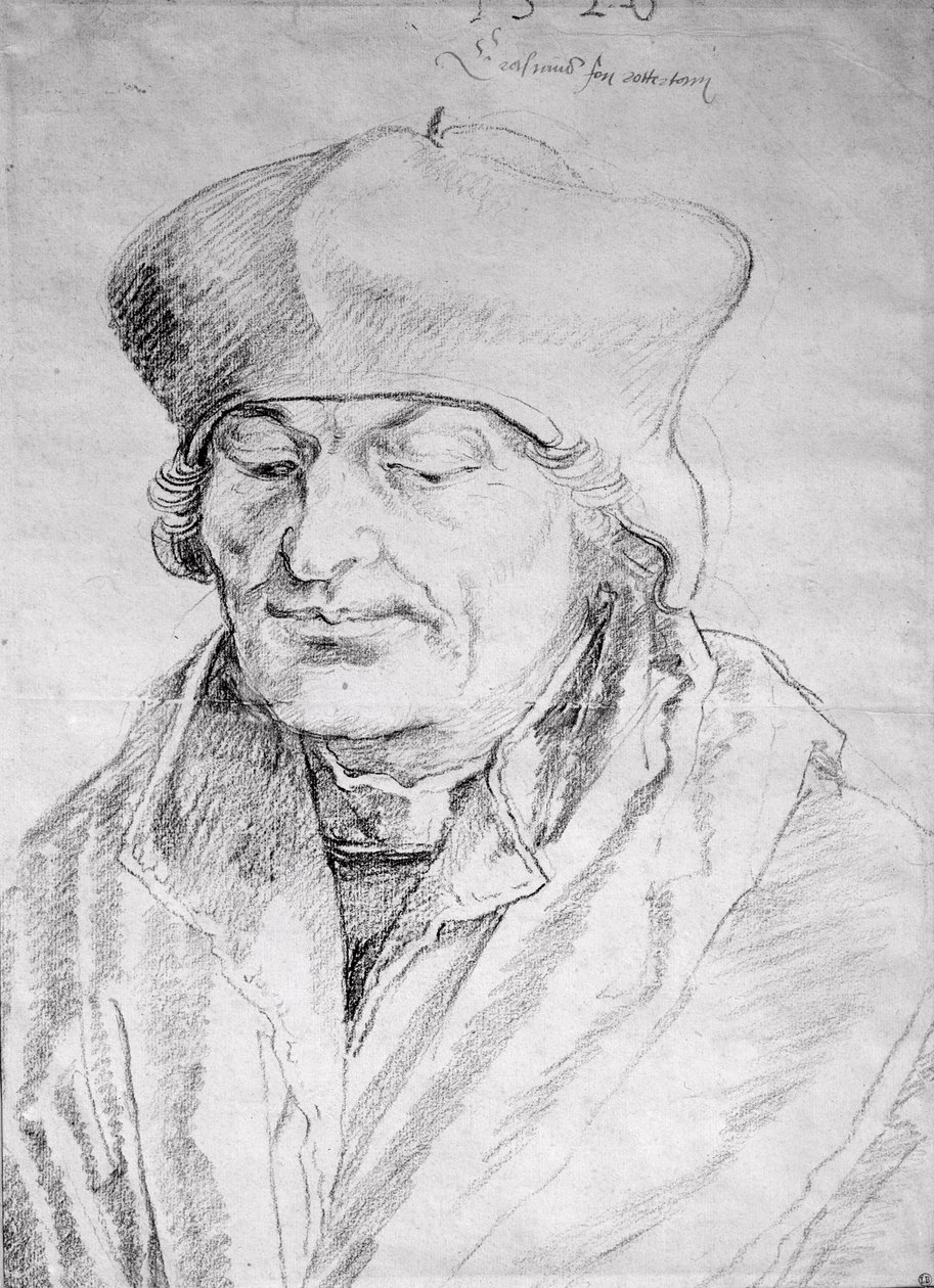 Retrato de Desiderius Erasmus (1469-1536) 1520 (carvão sobre papel) de Albrecht Dürer