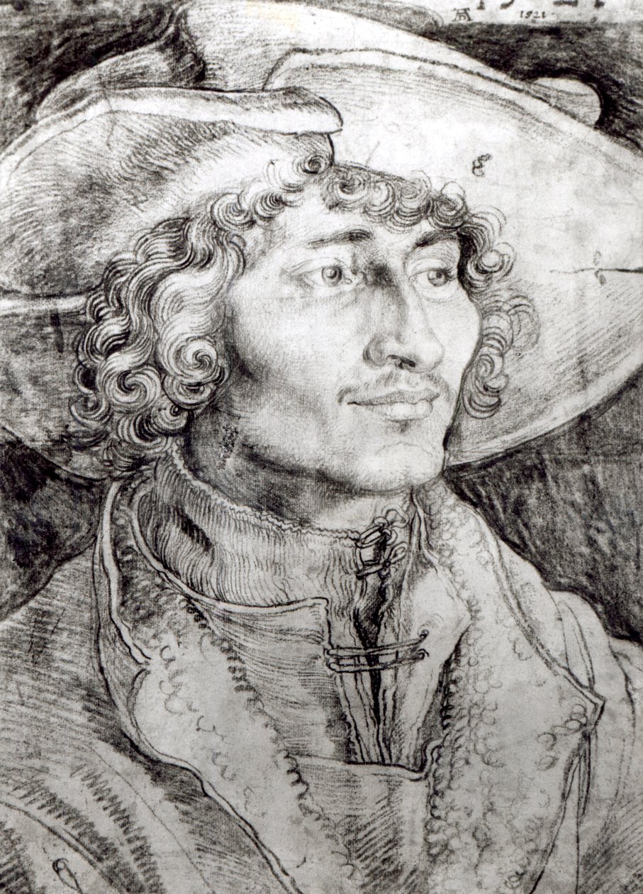 Retrato de um homem desconhecido, 1521 de Albrecht Dürer