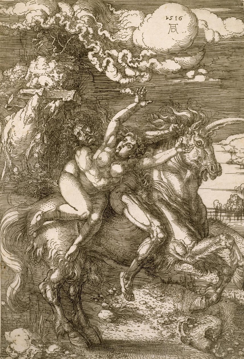 Estupro de Prosperpina (rapto em um unicórnio) de Albrecht Dürer