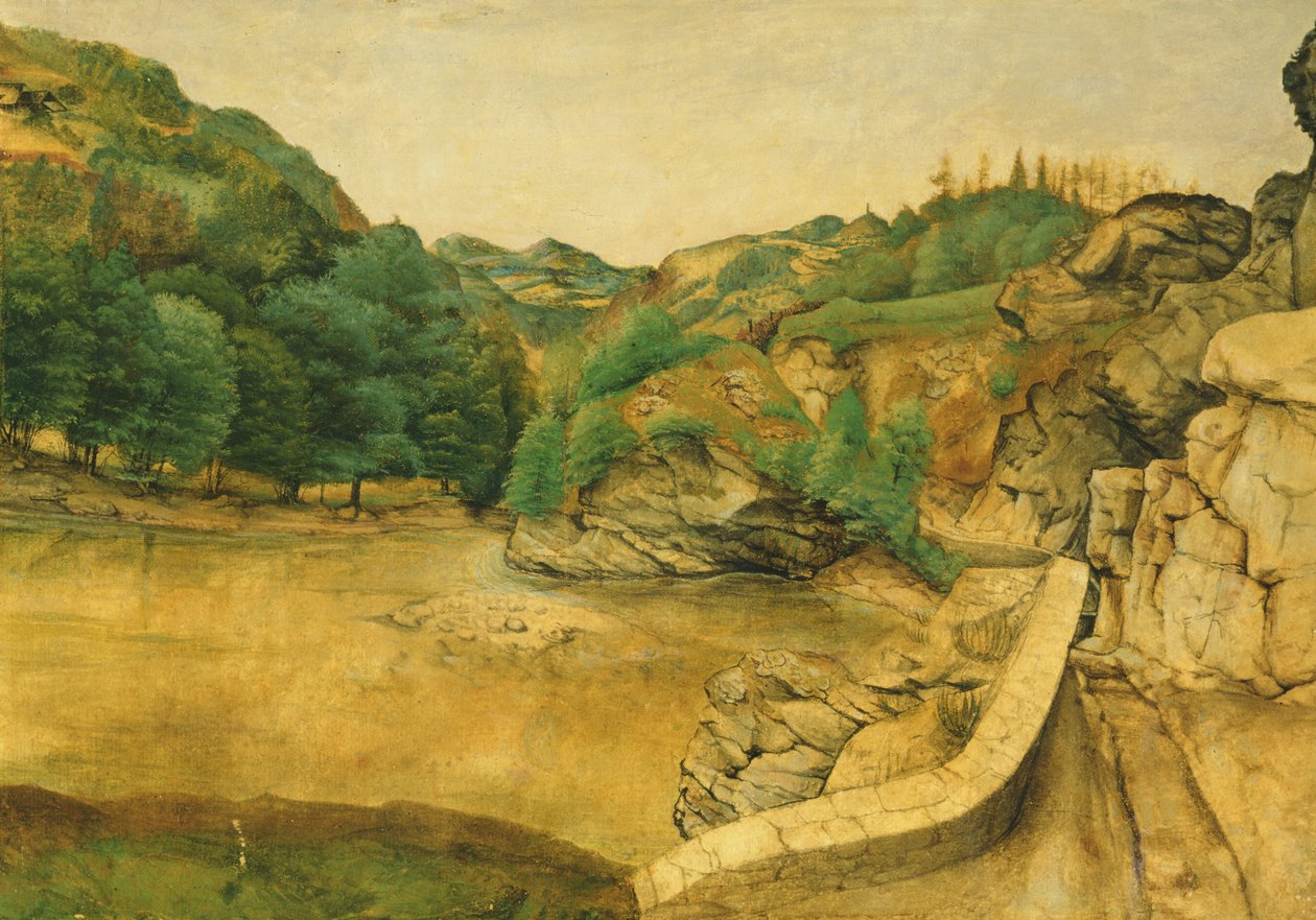 Estrada nos Alpes, 1495 (guache e wc no papel) de Albrecht Dürer