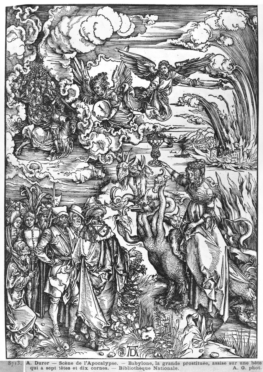 Cena do Apocalipse, a grande prostituta babilônica de Albrecht Dürer