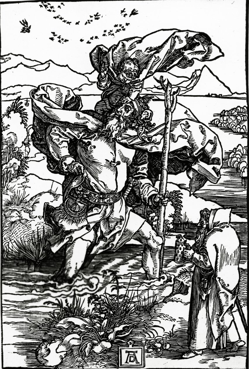 São Cristóvão com o vôo dos pássaros, c.1503-4 de Albrecht Dürer