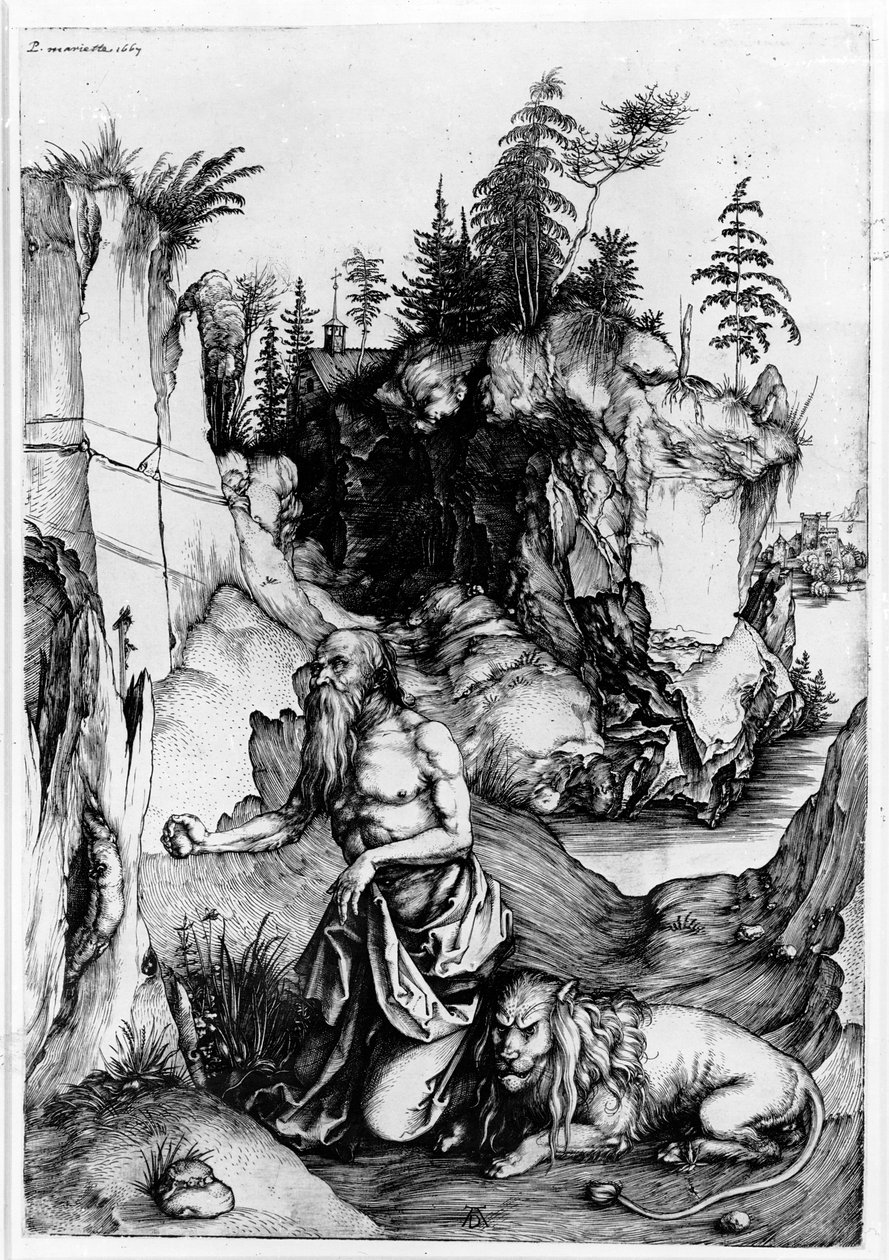 São Jerônimo no Deserto, c.1496 de Albrecht Dürer