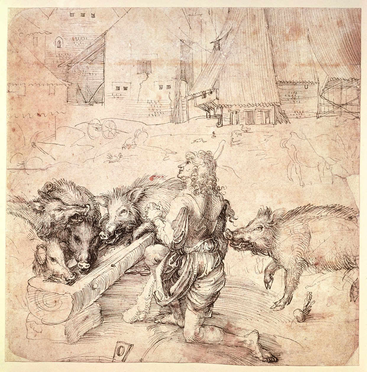 Estudo para uma gravura do filho pródigo de Albrecht Dürer