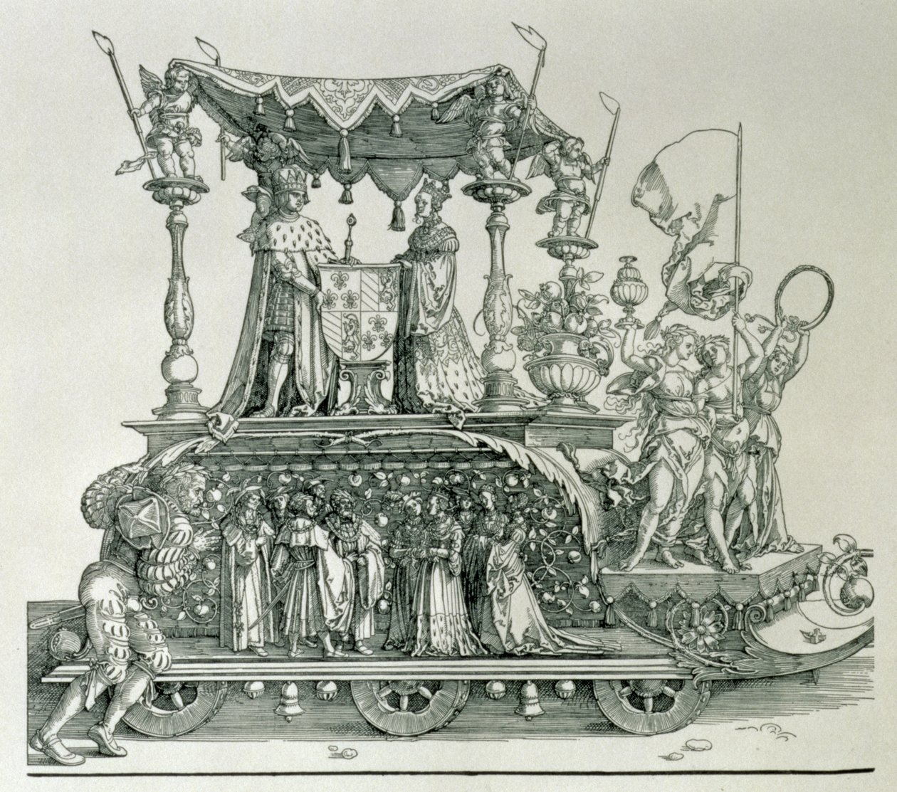 O Casamento da Borgonha ou a Procissão Triunfal do Imperador Maximiliano I da Alemanha (1459-1519) mostrando a carruagem de casamento de Maximiliano e Maria da Borgonha (1458-82) dirigida pela figura de Vic de Albrecht Dürer