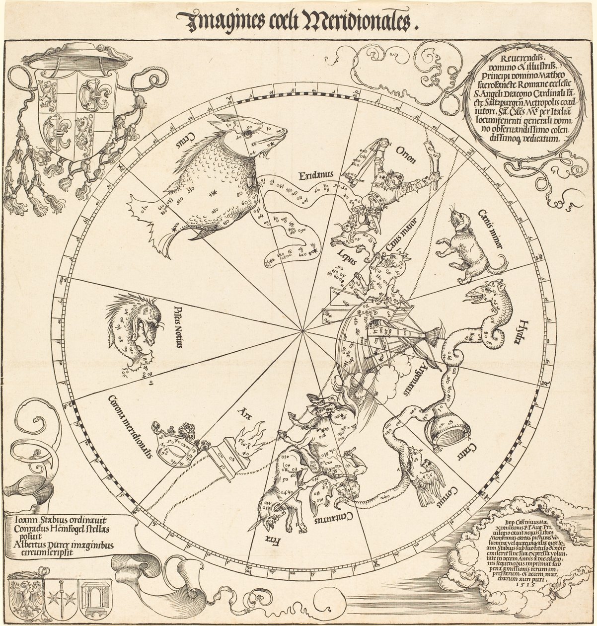O hemisfério celestial do sul de Albrecht Dürer