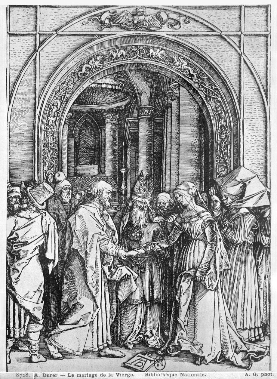 O casamento da Virgem, da série "Vida da Virgem", c.1504-05 de Albrecht Dürer