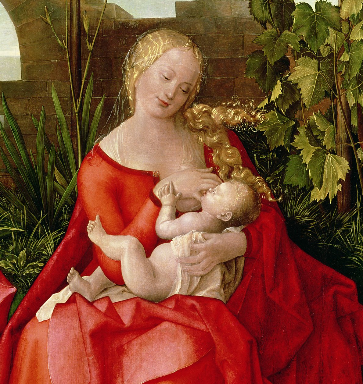 Virgem e Criança &39;Madonna com a íris&39;, 1508 (têmpera no painel) (detalhe de 22578) de Albrecht Dürer