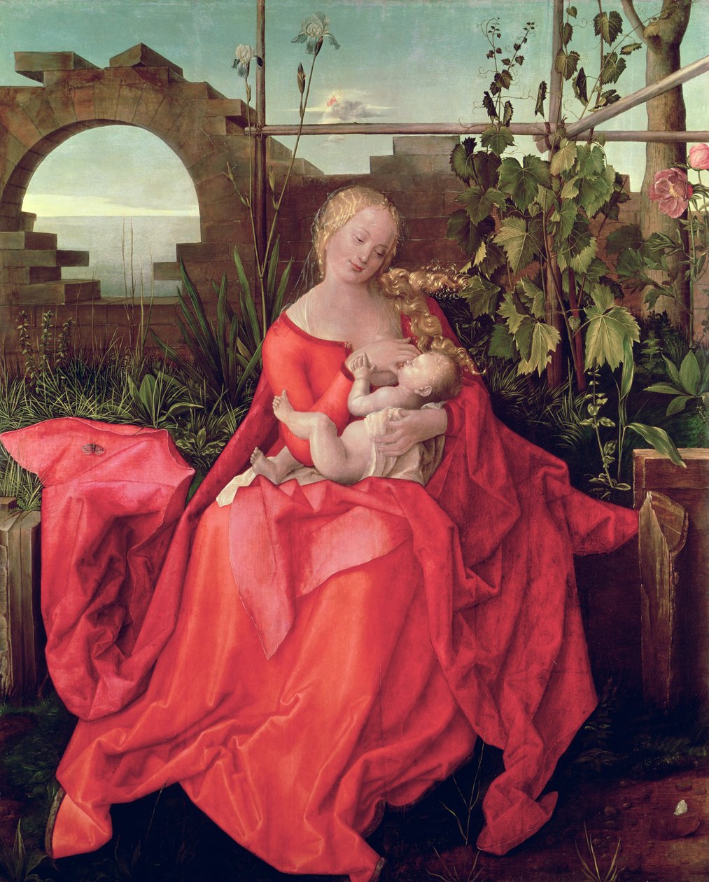 Virgem e Criança &39;Madonna com a íris&39;, 1508 (têmpera no painel) de Albrecht Dürer