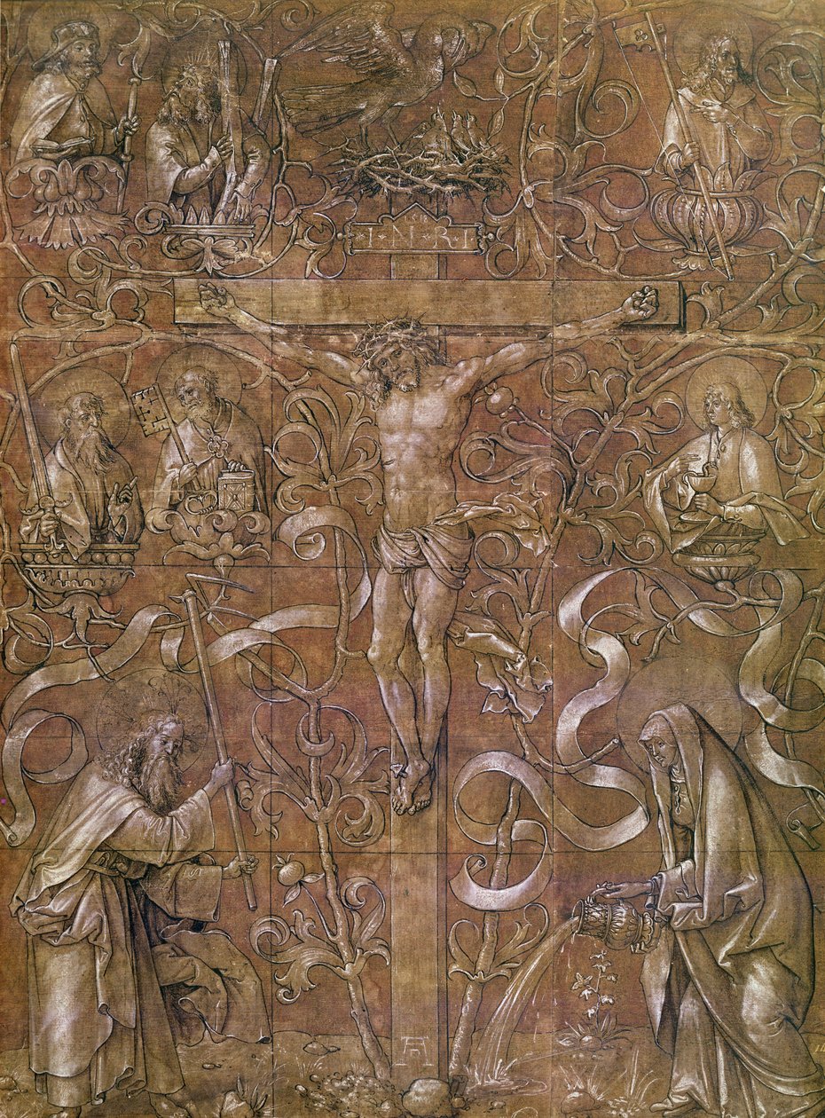 Cristo na cruz, 1518 (tinta no papel) de Albrecht Dürer