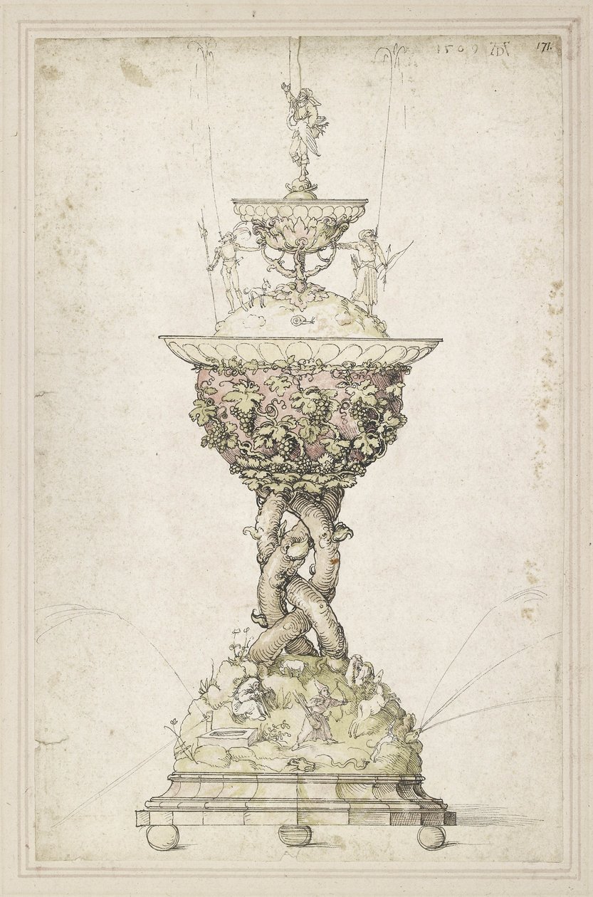 Design para uma fonte de mesa, 1509 (caneta e tinta no papel) de Albrecht Dürer