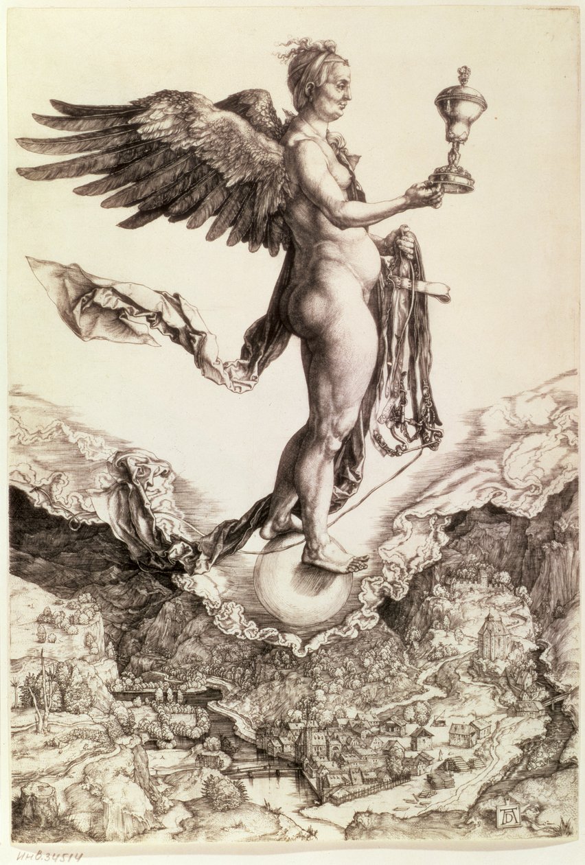 Nemesis, 1501-2 (linha de gravura) de Albrecht Dürer