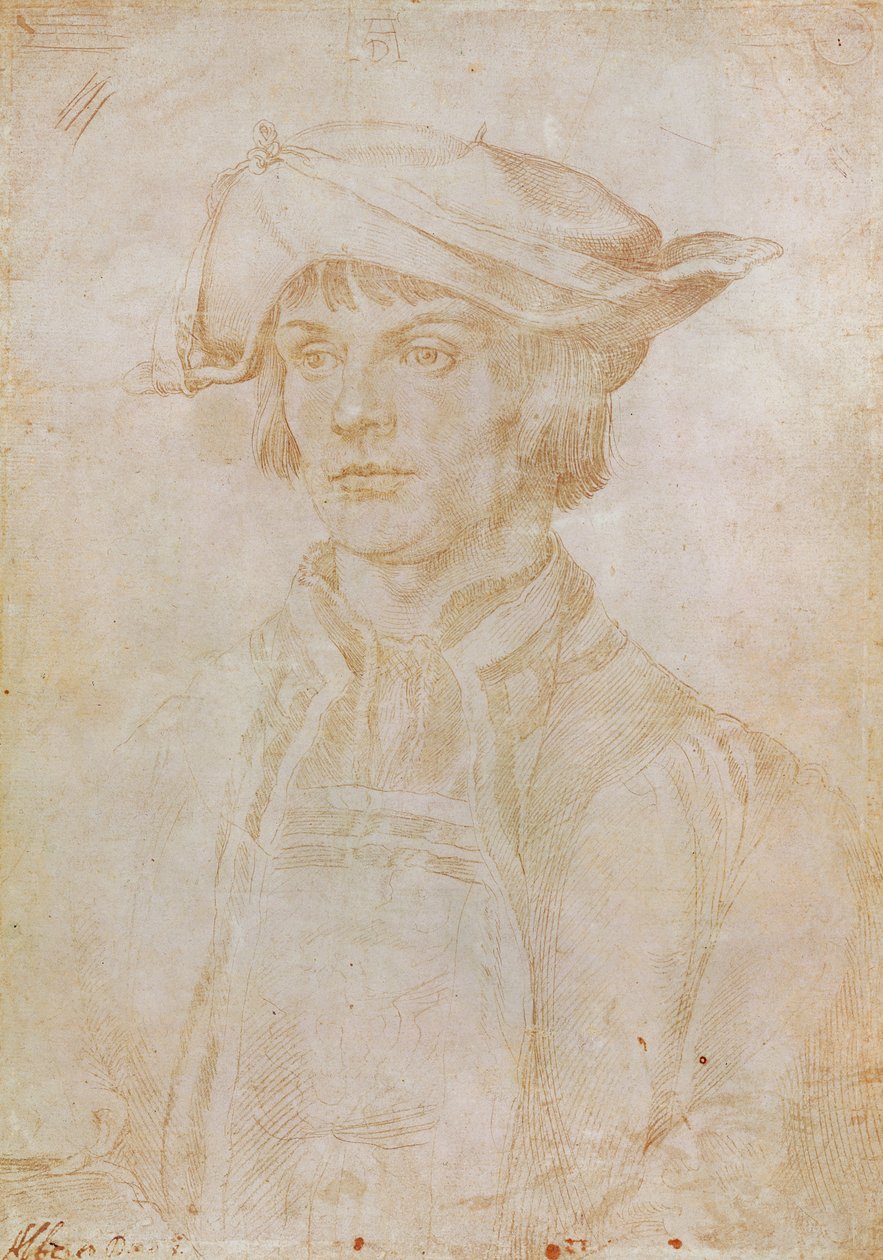 Retrato de Lucas van Leyden (1494-1533), pintor e gravador holandês, 1521 (desenho de silverpoint em papel) de Albrecht Dürer