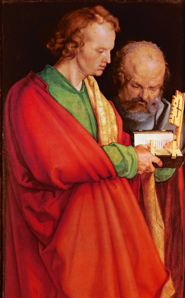São João com São Pedro, 1526 óleo no detalhe do painel de 170205 de Albrecht Dürer