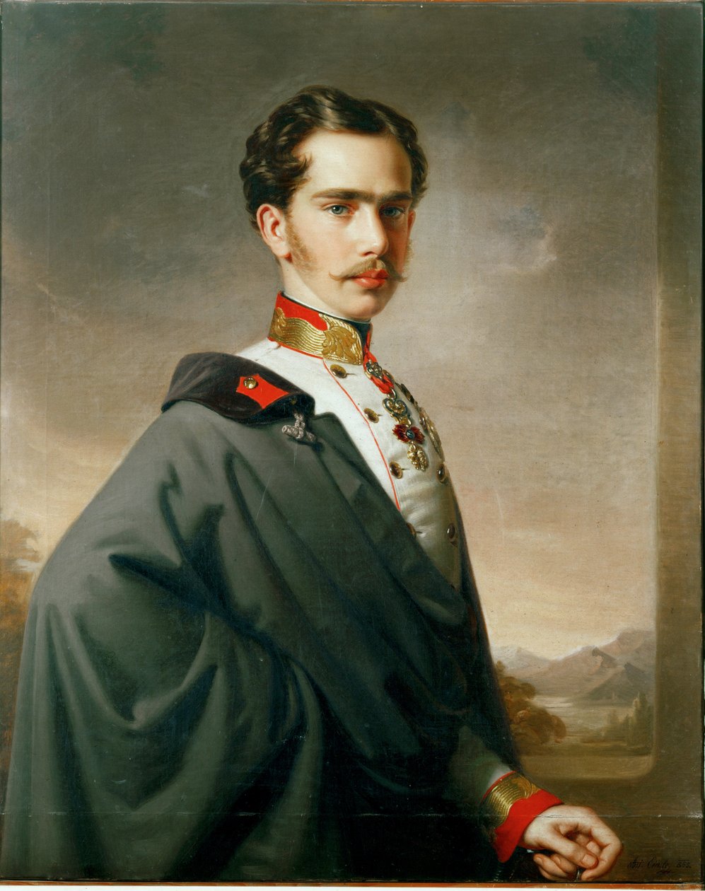 O imperador Francisco José I da Áustria em jovem ... de Albrecht Adam