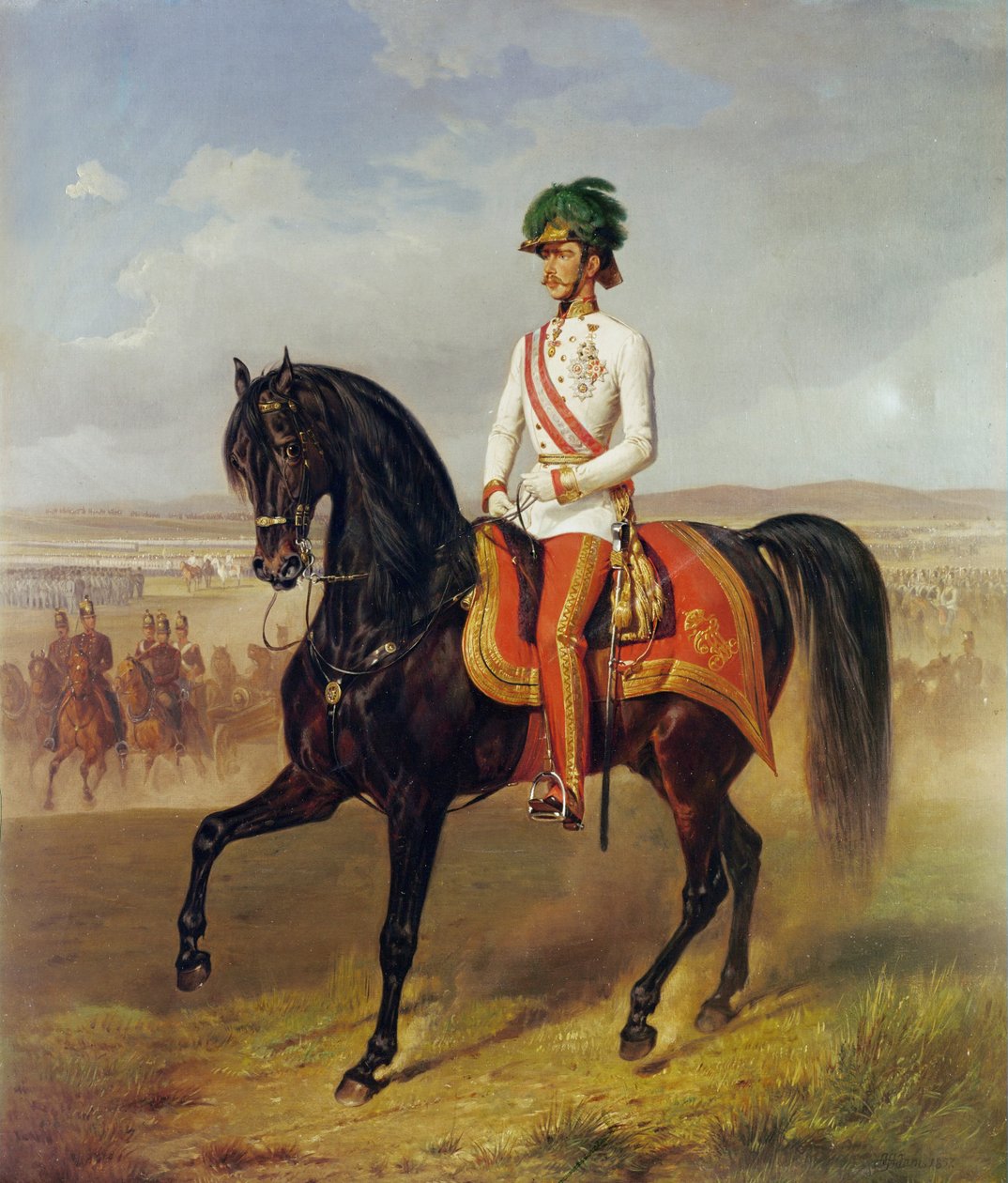 O imperador Francisco José I a cavalo ... de Albrecht Adam