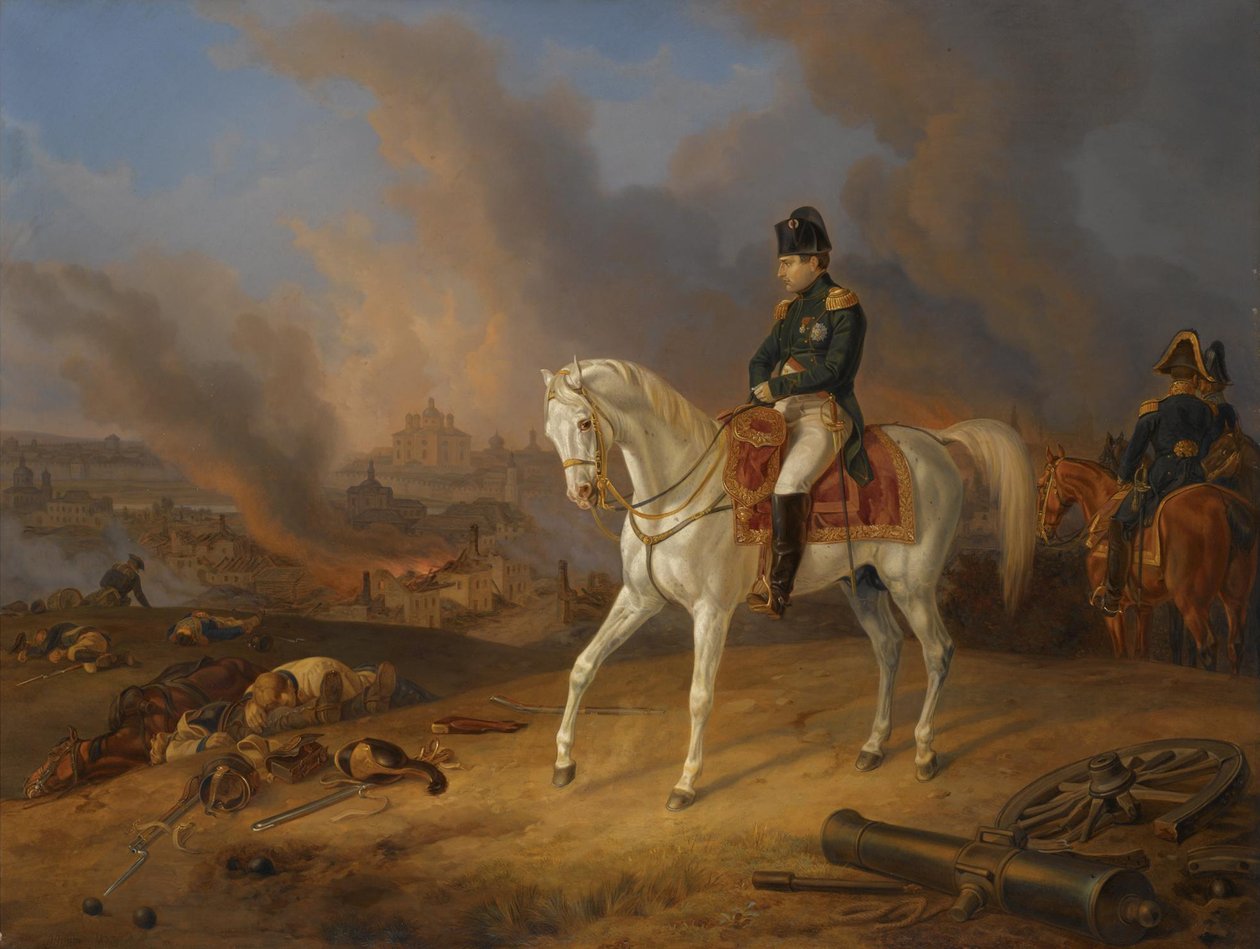 Napoleão Bonaparte diante da cidade ardente de Smolensk de Albrecht Adam