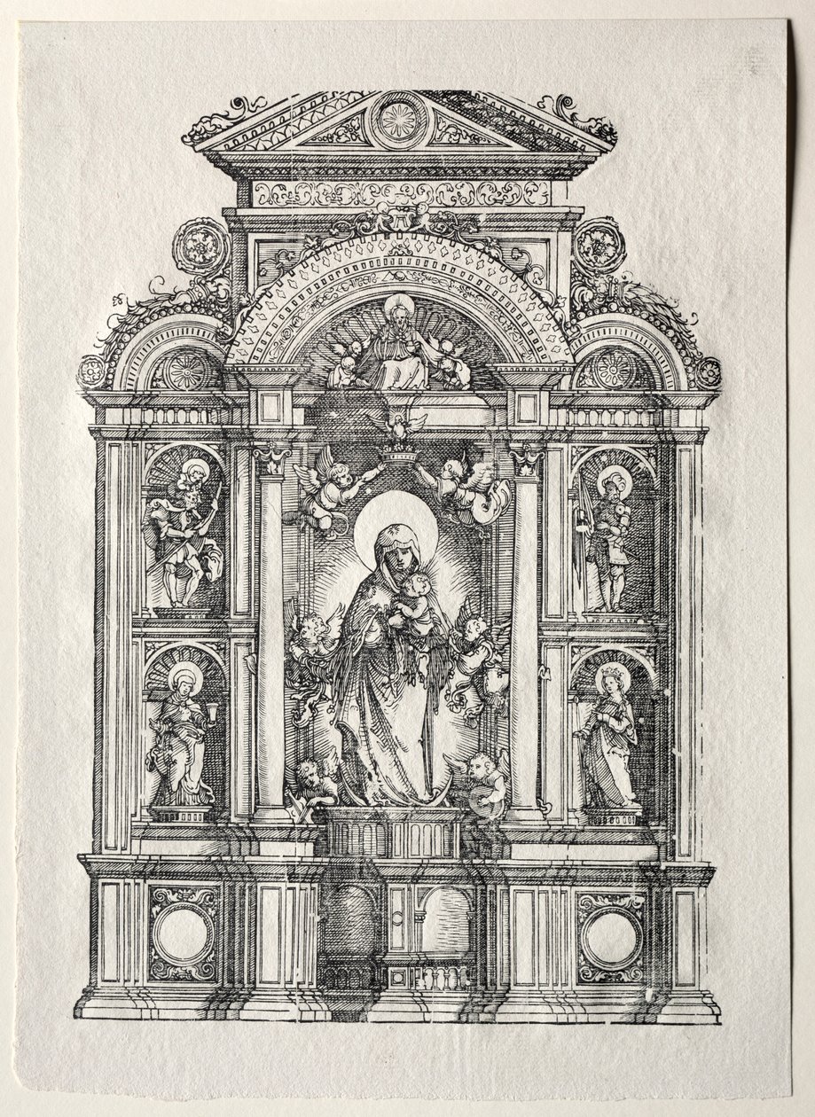 Altar com a bela Maria de Regensburg, 1520. de Albrecht Altdorfer