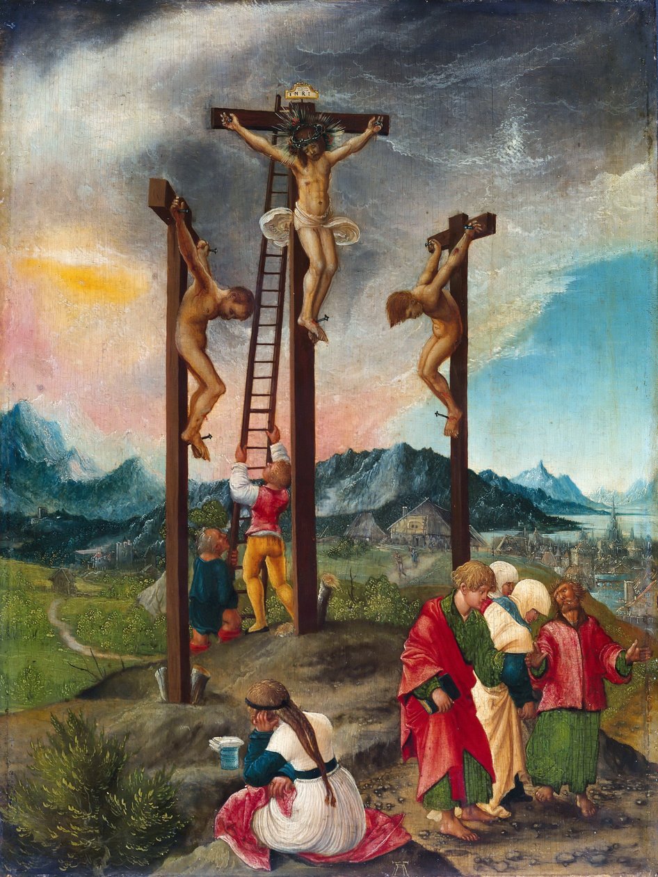 Cristo na cruz entre os ladrões de Albrecht Altdorfer