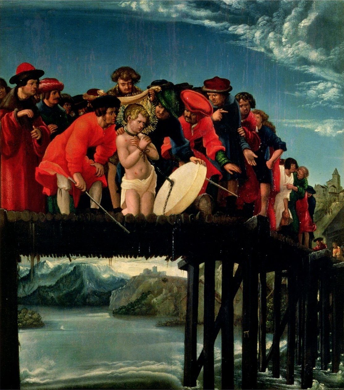 Alemão: Brückensturz des hl. Florian O martírio de São Floriano de Albrecht Altdorfer