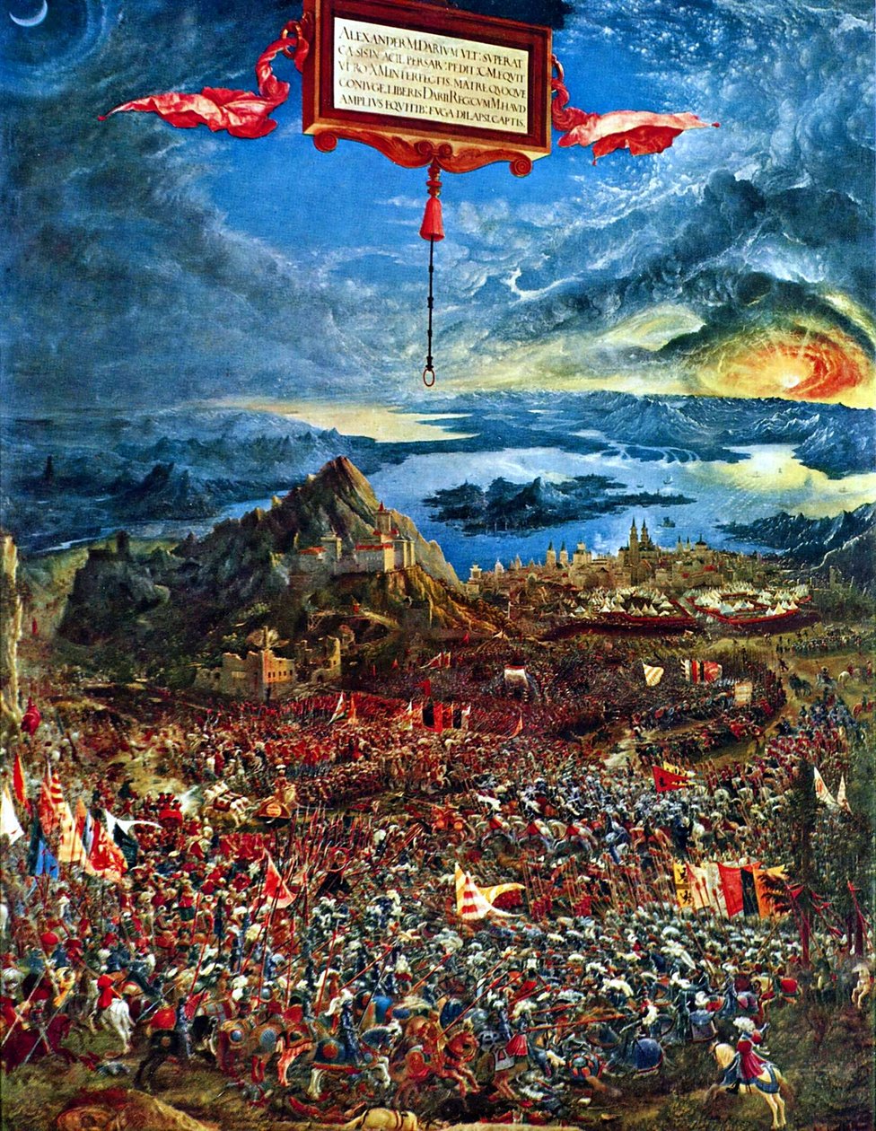 Alemão: Historienzyklus: Alexanderschlacht (Schlacht bei Issus) A Batalha de Alexandre em Issus de Albrecht Altdorfer