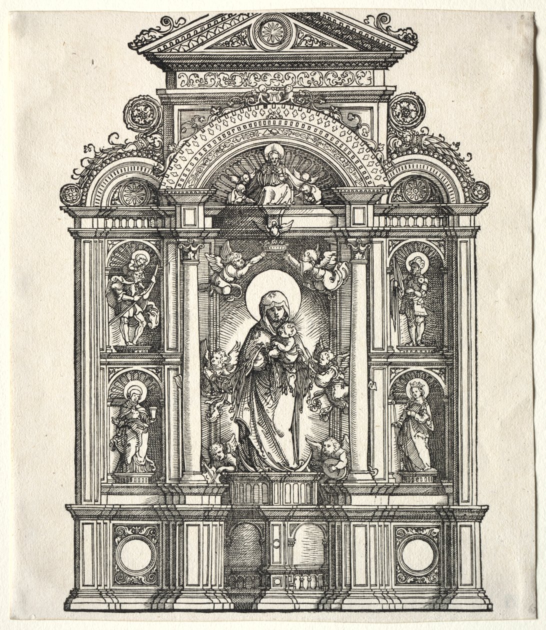 Grande Altar com a Virgem, na fronteira com SS. Christopher, George, Barbara, Catherine de Albrecht Altdorfer