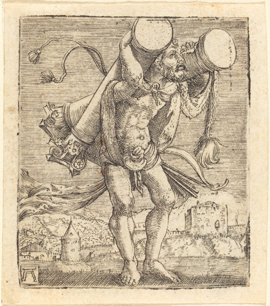 Hércules carregando a coluna de Gades de Albrecht Altdorfer