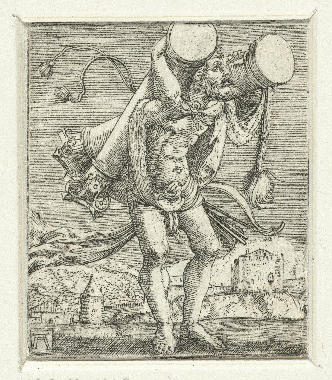 Hercules transporta as colunas de Albrecht Altdorfer