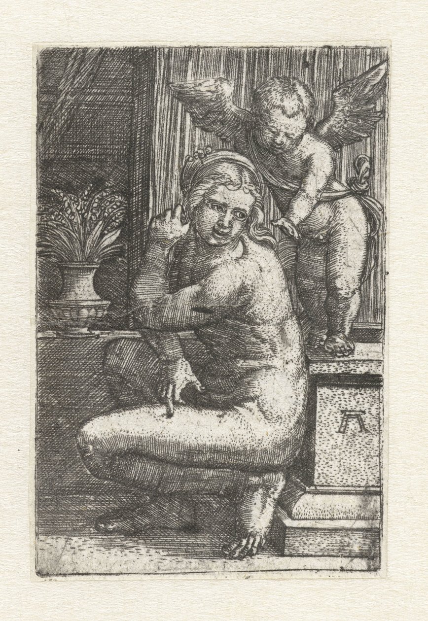 Ajoelhando Vênus com Cupido de Albrecht Altdorfer