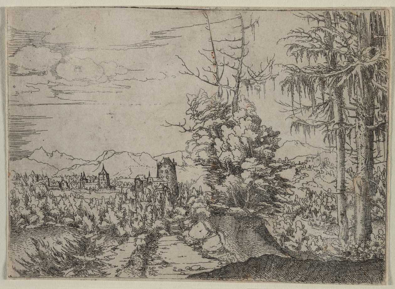 Paisagem com dois pinheiros, 1522-1525. de Albrecht Altdorfer