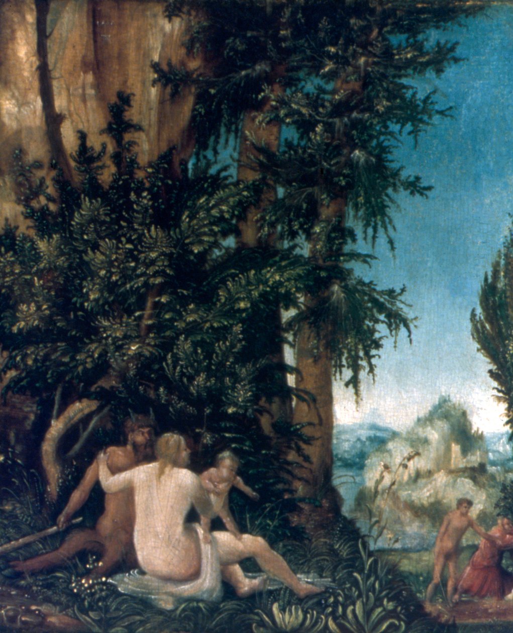 Paisagem com a família de sátiros, 1507 de Albrecht Altdorfer