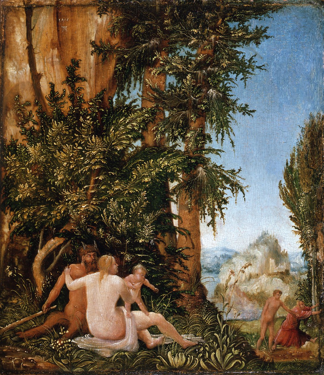 Paisagem com uma família de sátiros de Albrecht Altdorfer