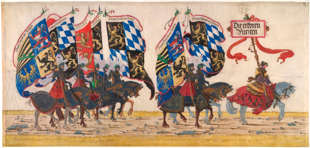 Os príncipes alemães - Obra de Albrecht Altdorfer (ca. 1480-1538), lápis, tinta e aguarela, ca. 1515 - Albertina, Viena (Áustria) de Albrecht Altdorfer