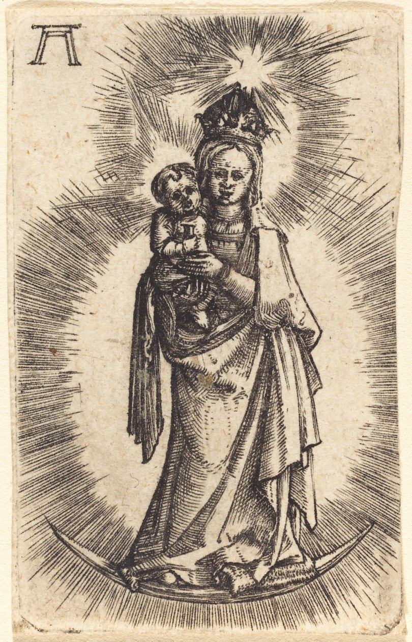 Madonna e criança em pé com um crescente de Albrecht Altdorfer