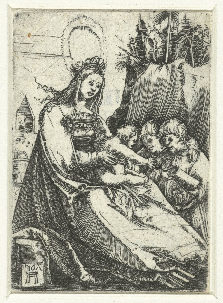 Maria com o Menino Jesus e dois meninos de Albrecht Altdorfer