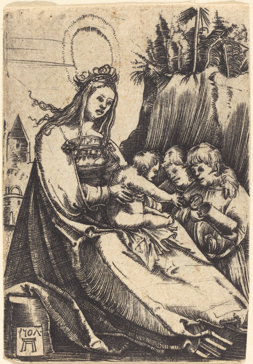 Maria com criança e dois meninos de Albrecht Altdorfer