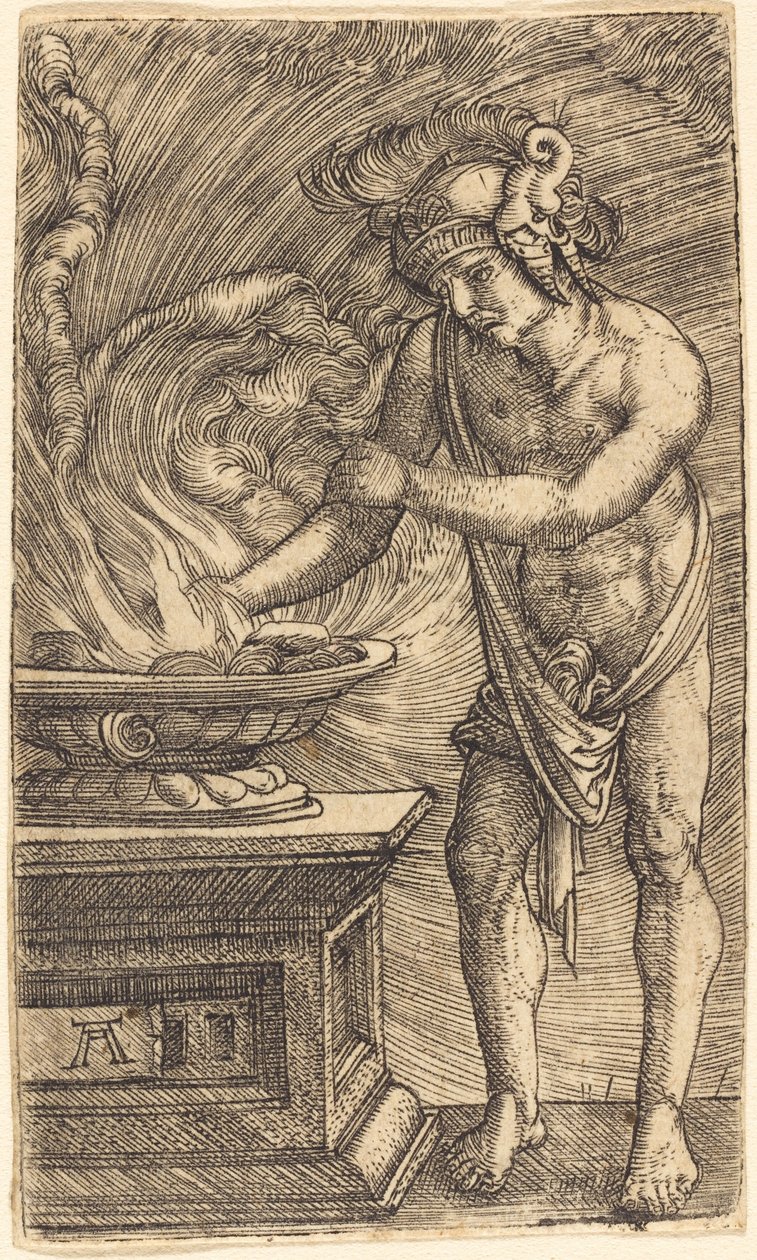Mucius Scaevola a queimar-lhe a mão de Albrecht Altdorfer