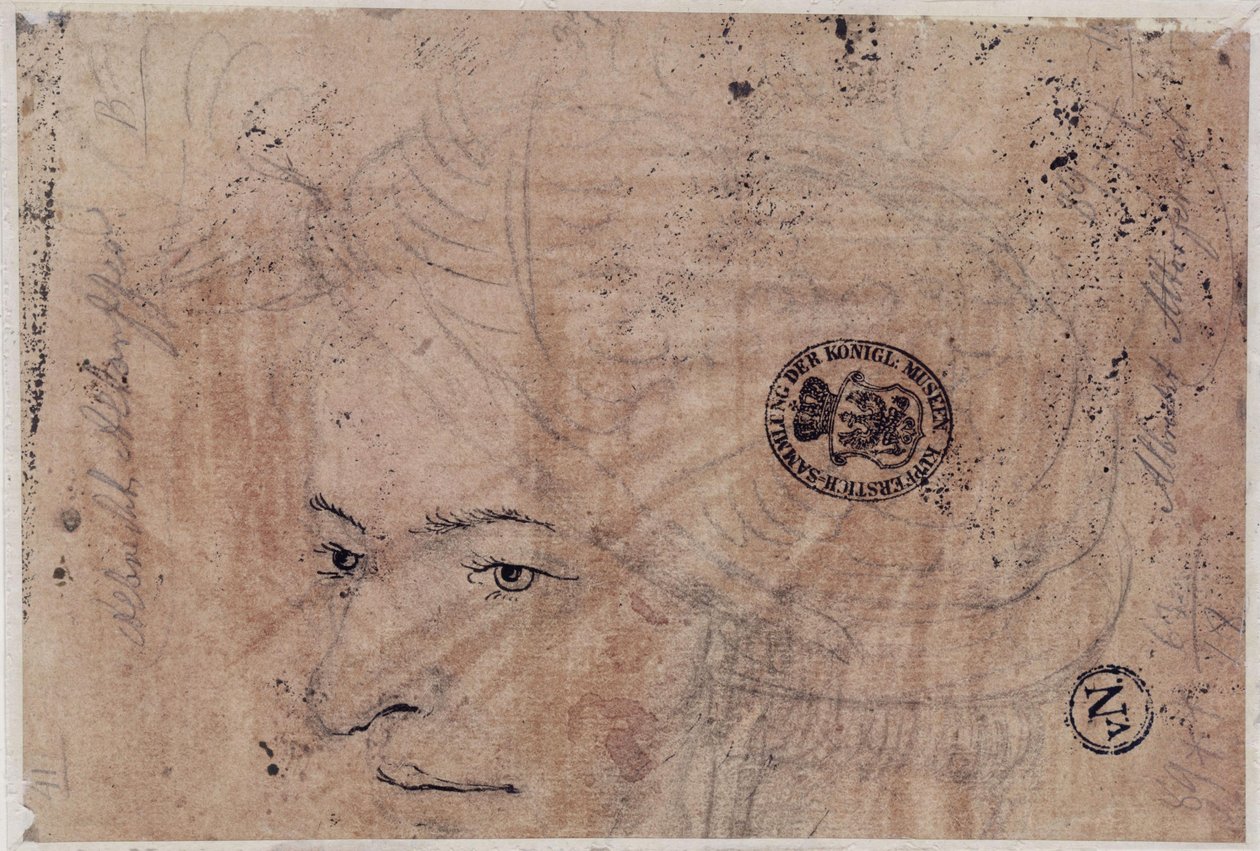 Esboço de retrato de um jovem com boné de Albrecht Altdorfer