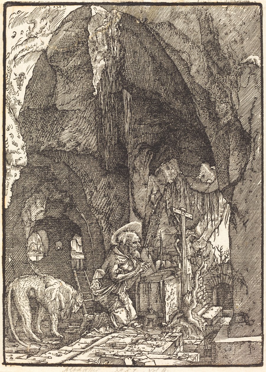 São Jerônimo em uma caverna de Albrecht Altdorfer