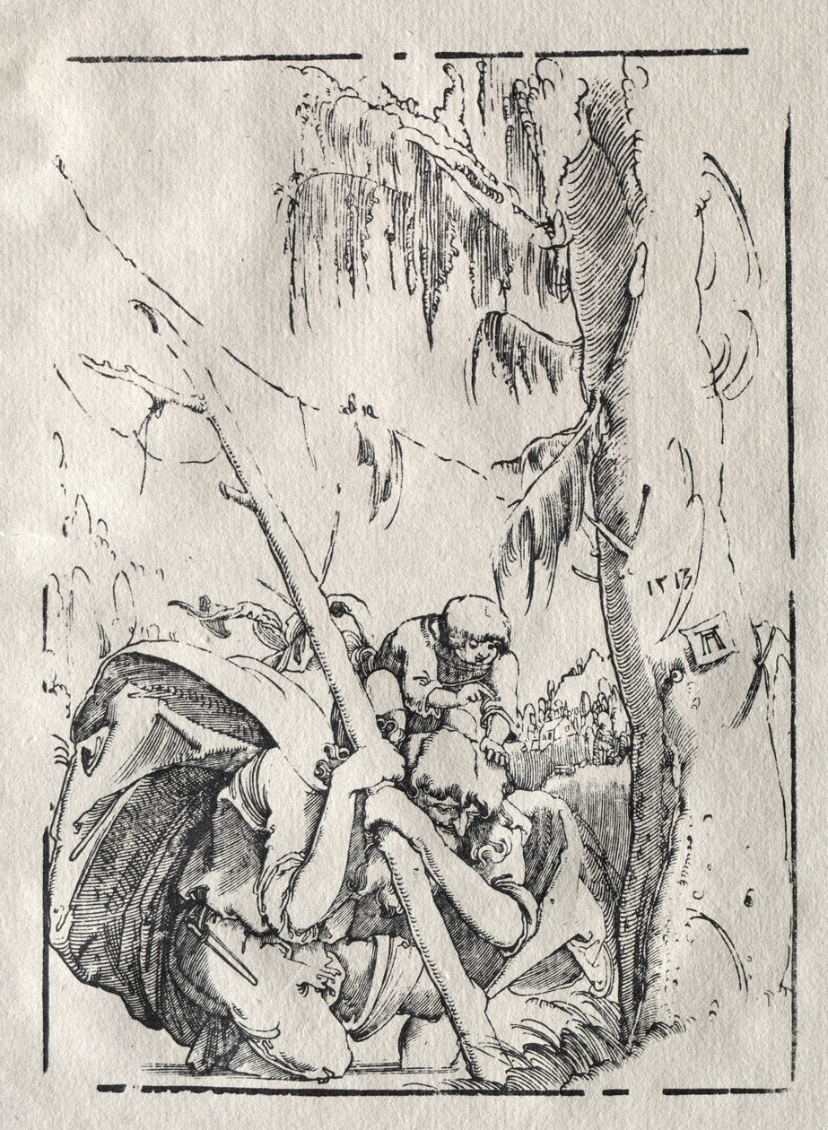 São Cristóvão cruzando a água com Cristo nos ombros de Albrecht Altdorfer