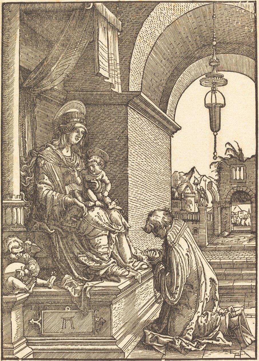 Suplicante ajoelhado diante da Virgem e do Menino de Albrecht Altdorfer