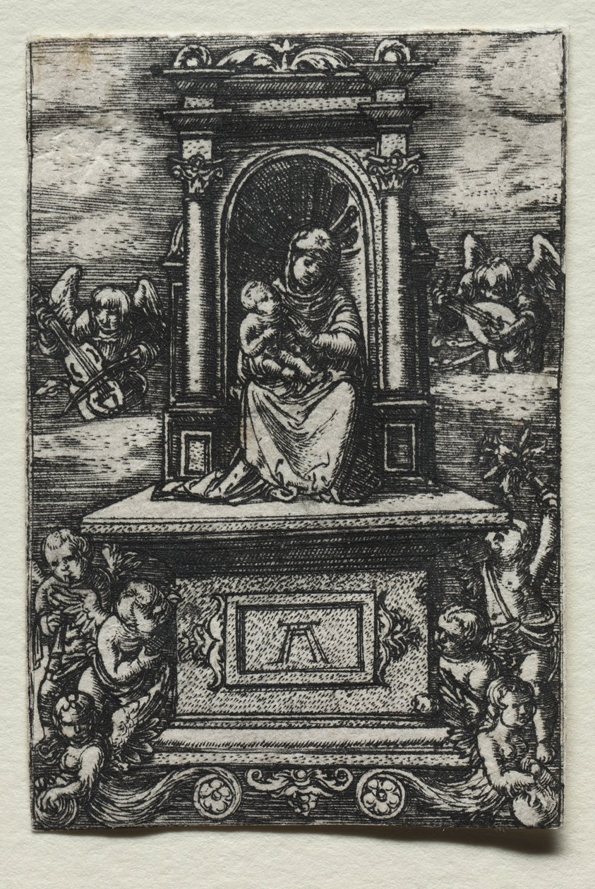 A bela Virgem de Ratisbona em um altar, logo após 1520. de Albrecht Altdorfer