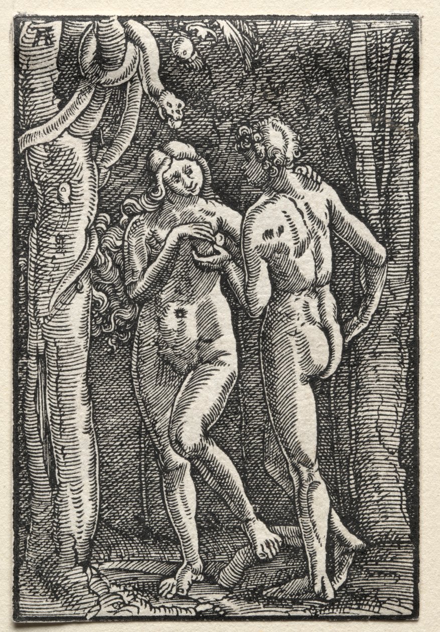 A Queda e Redenção do Homem: Adão e Eva Comendo o Fruto Proibido de Albrecht Altdorfer