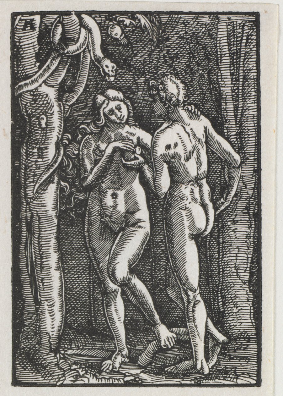 A Queda e Redenção do Homem: Adão e Eva Comendo o Fruto Proibido de Albrecht Altdorfer