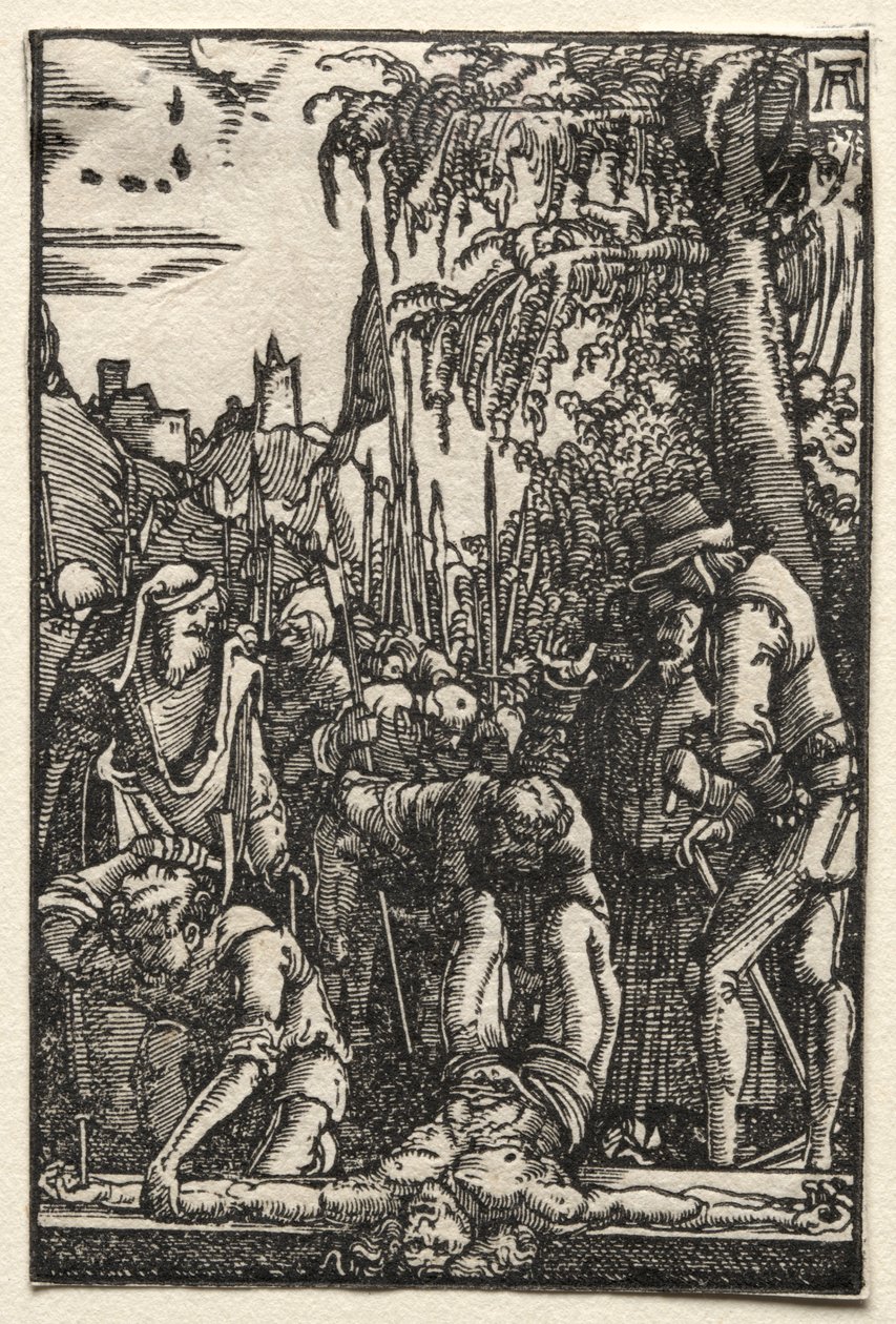 A queda e redenção do homem: Cristo pregado na cruz, c. 1515 de Albrecht Altdorfer