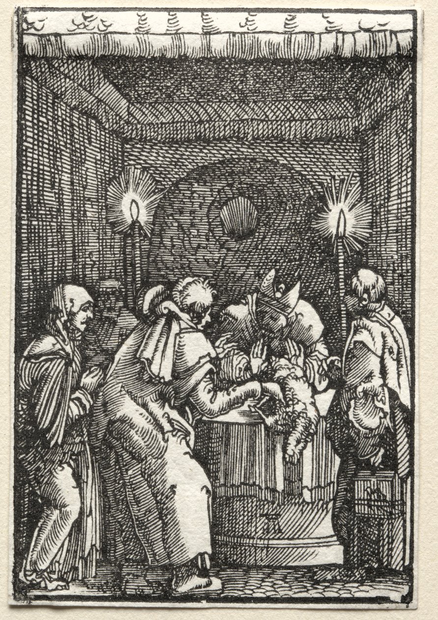 A Queda e Redenção do Homem: A Oferta de Joaquim rejeitada pelo Sumo Sacerdote de Albrecht Altdorfer