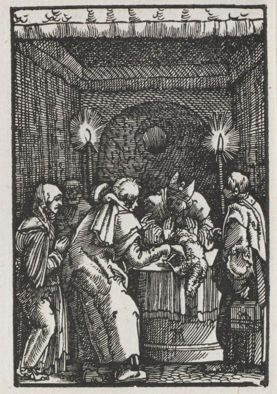 A Queda e Redenção do Homem: Oferta de Joachims Rejeitada pelo Sumo Sacerdote, c. 1515 de Albrecht Altdorfer