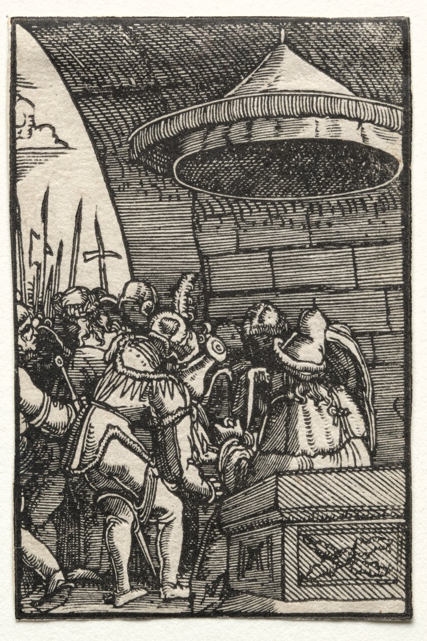 A queda e redenção do homem: Pilatos lavando as mãos de Albrecht Altdorfer